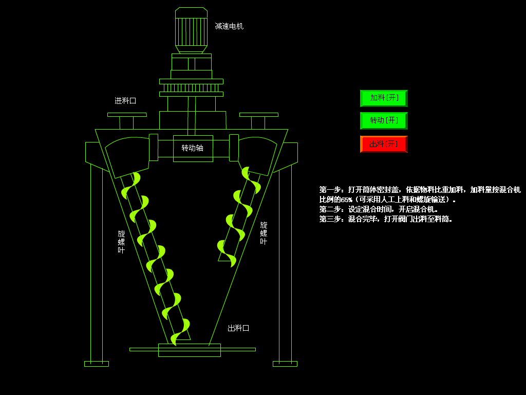 硅藻泥粉料双螺旋锥形混合机运行示意图动图