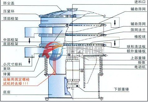 反光粉旋振筛外观结构图