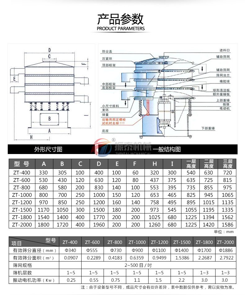 麦芽糊精旋振筛结构及参数